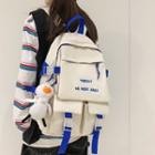 Letter Embroidered Multi-pocket Backpack / Bag Charm / Set