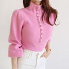 Turtleneck Henley Sweater Pink - One Size