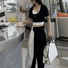 Short-sleeve Mock Two Piece T-shirt / Wide-leg Pants