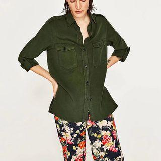 Long-sleeved Plain Open-front Blouse