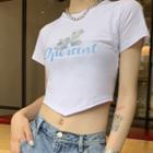 Short-sleeve Rabbit Print Crop T-shirt