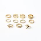 Set: Alloy Ring (assorted Designs) 0451 - Gold - One Size