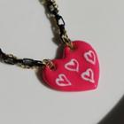 Heart Pendant Chain Necklace 1 Pc - Rose Pink - One Size
