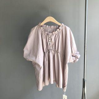 Short-sleeve Frill Trim Blouse