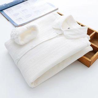 Lace Trim Fleece Lined Shirt