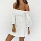 Off-shoulder Lace-up A-line Dress