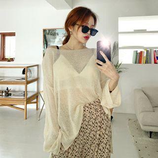 Roll-edge Oversized Knit Top