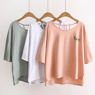 Strappy Back Lettering Short-sleeve T-shirt