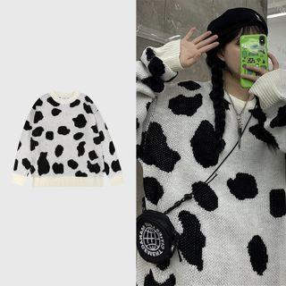 Cow Print Fleece Sweater