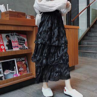 Ruffled Midi Tiered Skirt