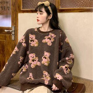 Bear Print Fleece Sweatshirt