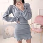 Wrap-front Knitted Bodycon Dress