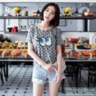 Short-sleeve Sequined Dotted T-shirt