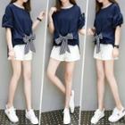 Set: Bow Detail Short-sleeve T-shirt + Shorts
