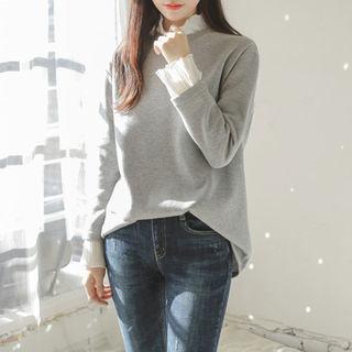 Pleat-trim Brushed-fleece Lined Pullover