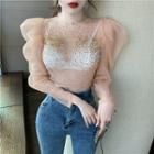 Puff-sleeve Sequined Blouse