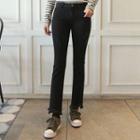 Fringed Brushed-fleece Lined Straight-cut Pants