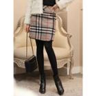 Wrap-front Belted Plaid Skirt