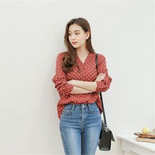 V-neck Polka Dot Shirt