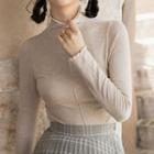 Long-sleeve Mock-neck Fitted Top