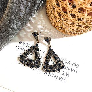 Rhinestone Dangle Earring 1 Pair - 925 Silver Stud - Black - One Size