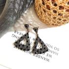 Rhinestone Dangle Earring 1 Pair - 925 Silver Stud - Black - One Size