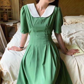 Peter Pan Collar Sheath Maxi Dress