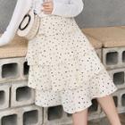 Heart Print Midi Tiered Skirt