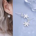 925 Sterling Silver Snow Flake Drop Earring Platinum Plated - One Size