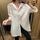 Asymmetrical Long-sleeve Shirt White - One Size
