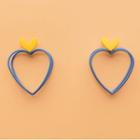 Heart Drop Earring 1 Pair - 925 Silver Needle - Yellow & Blue - One Size