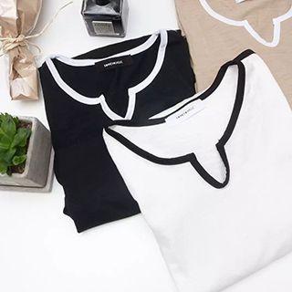 Long-sleeve Notch Neck Top