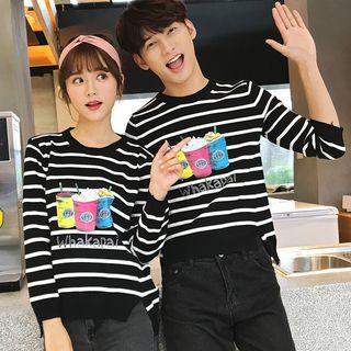 Couple Matching Printed Striped Sweater