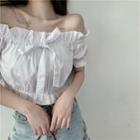 Off-shoulder Ruffled Plain Cropped Top