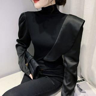 Turtleneck Ruffle Panel T-shirt