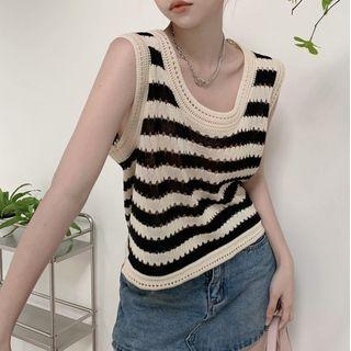 Striped Tank Top Stripe - Black - One Size