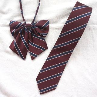 Striped Pre Tied Neck Tie / Bow Tie