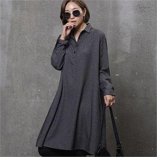 Half-placket Flared Shirtdress