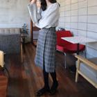 Plaid Wrap Midi Skirt