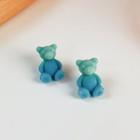 Gradient Bear Stud Earring A Bluish Green - One Size
