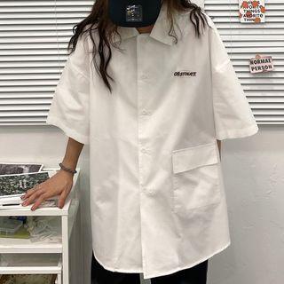 Short-sleeve Pocket Detail Loose-fit Shirt