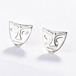 925 Sterling Silver Face Mask-style Earring As Shown In Figure - One Size