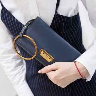 Ring Detail Long Wallet With Shoulder Strap