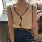 V-neck Cable-knit Tank Top As Figure Shown - One Size