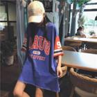 Lettering Oversize 3/4 Sleeve T-shirt Dress