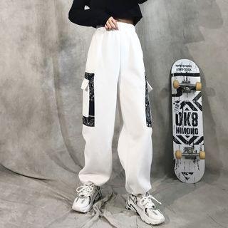 Fleece Lining Pants Gathered Cuff Cargo Pants