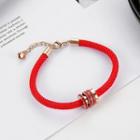 Rhinestone String Bracelet Red - One Size