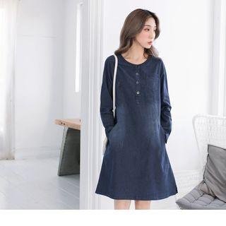 Round Neck Denim A-line Dress