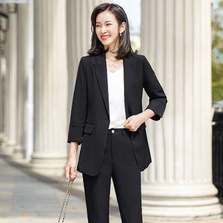 3/4-sleeve Single-button Blazer / Shorts / Dress Pants / Set