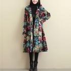 Floral Print Hooded Single-breasted Coat